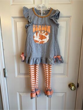 Children's Gray & Orange Pumpkin Season Costume Outfit